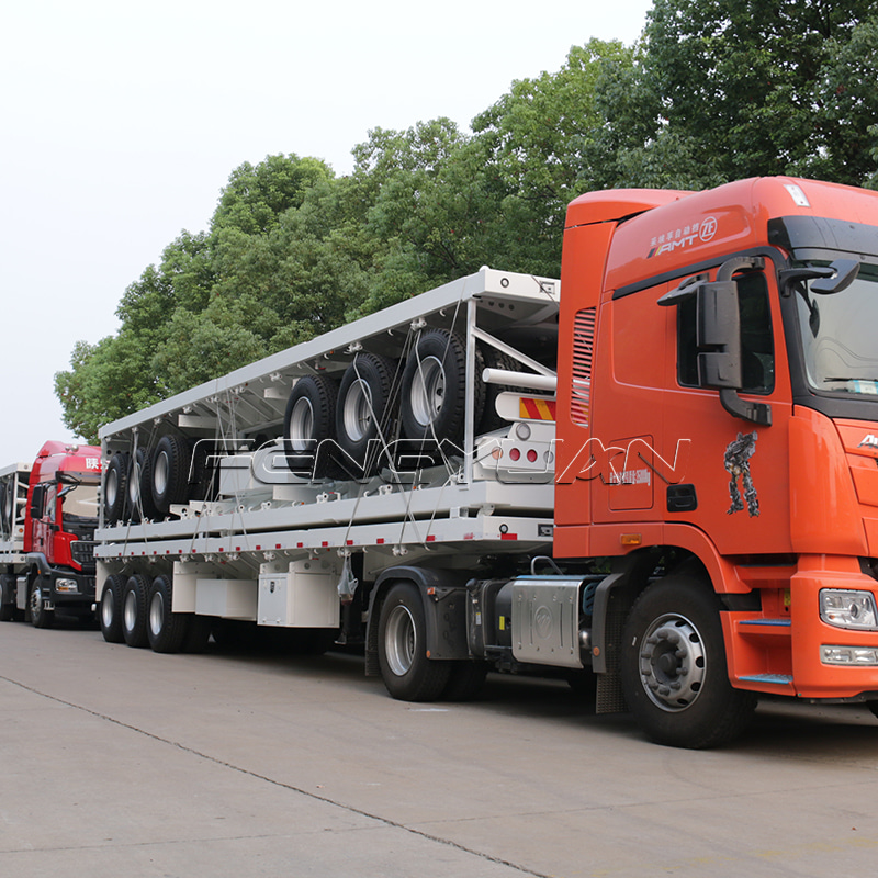 transporting flatbed semi trailer